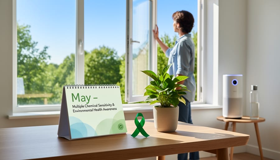 Calendar page showing May highlighted as MCS Awareness Month